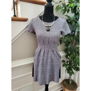 Madewell Women's Solid Gray Cotton Short Sleeve Round Neck Knee Length Dress 4
